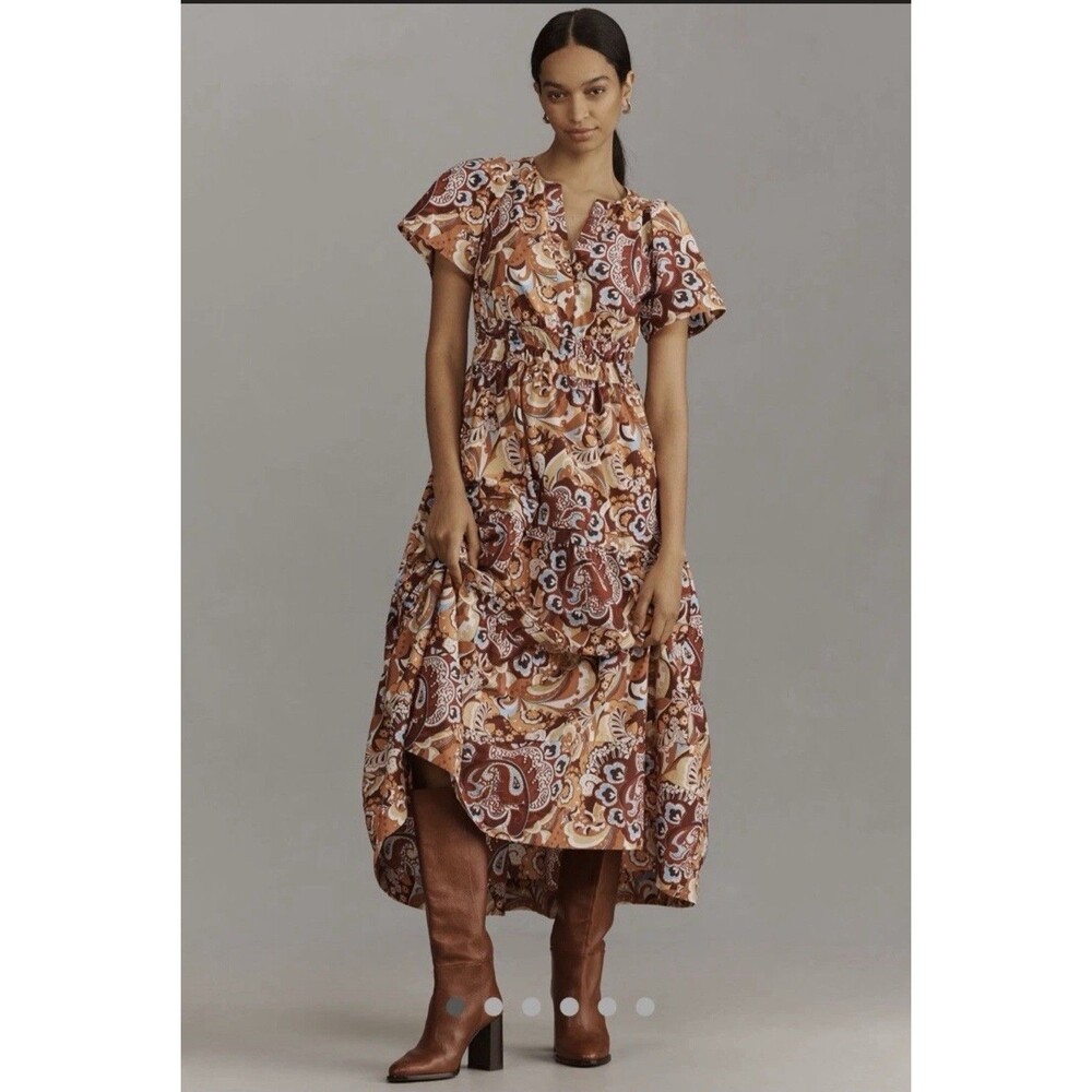 Anthropologie The Somerset Maxi Dress, Bronze, Size XS NWT